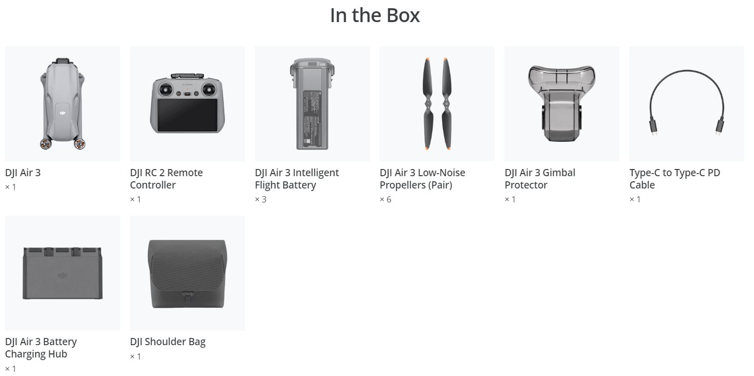 DJI Air 3 Fly More Combo in the box