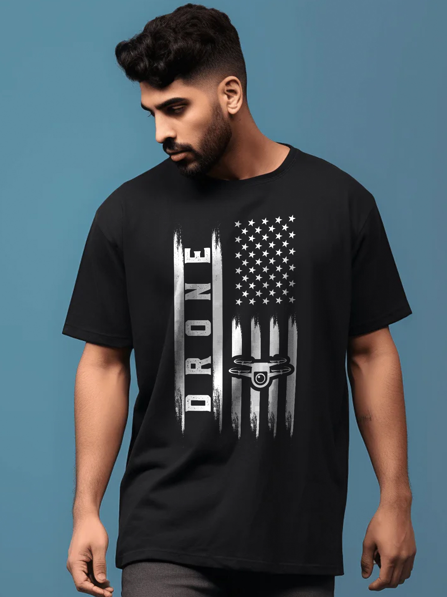 Drone Enthusiast's Flag Oversized fit Unisex Tee shirt