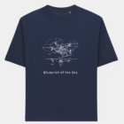 Sky Engineer Blueprint Drone Oversize Fit Unisex Tee-shirt